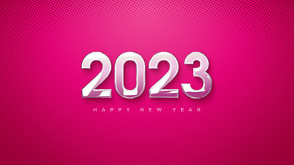 Happy new year 2023 background in soft white and red color