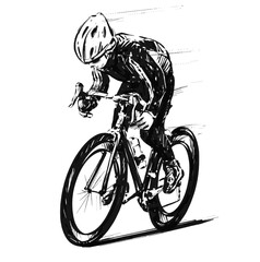 Drawing of  the bicycle racing hand draw