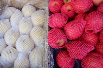 flat lay of fruits on display