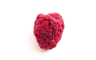Freeze Dried Red Raspberries  Isolated on a White Background