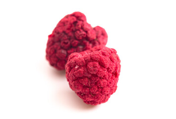Freeze Dried Red Raspberries  Isolated on a White Background
