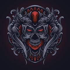 tattoo and t shirt design skull engraving ornament artwork