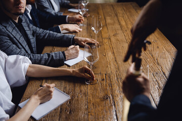 Training of restaurant staff, studying wine list