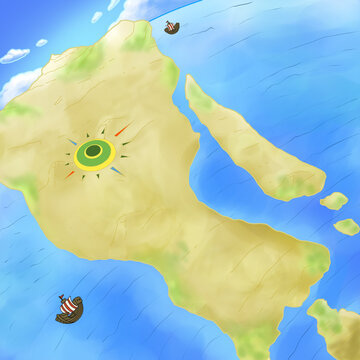 Map of Java Island Indonesia with anime style