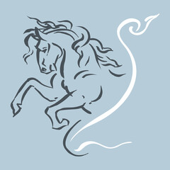  line art of horse vector for card illustration background