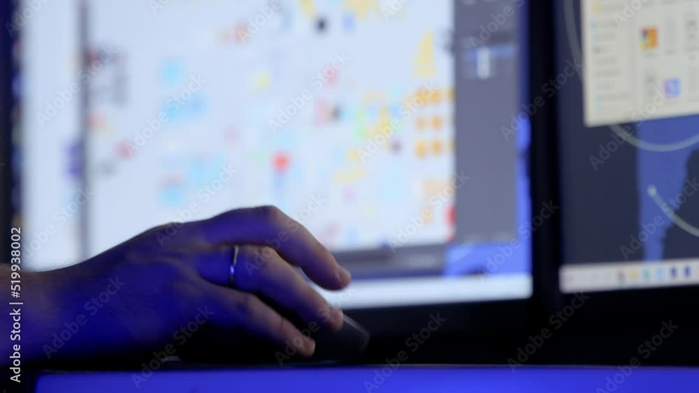 Poster typing a text on keyboard at night. 4k video
