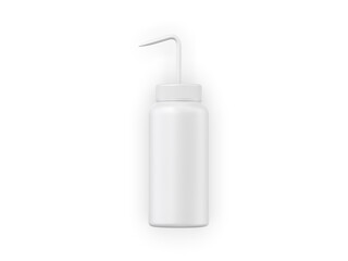 Laboratory wash bottle mockup template on isolated white background, 3d render illustration.