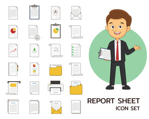 Report sheet concept flat icons