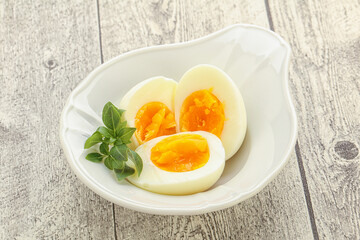 Boiled chicken egg for breakfast