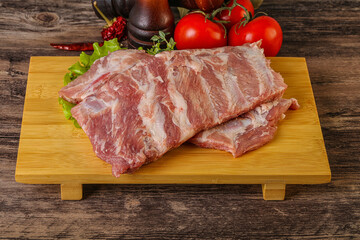 Raw pork ribs for cooking