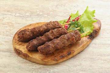 Beef kebab skewer minced meat