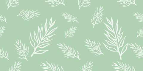 Fototapeta na wymiar seamless pattern with green leaves vector for card fabric background