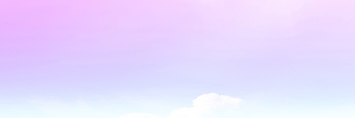 Pastel sky with soft white clouds. Fantastic color fantasy background. Sweet dreams concept for wallpaper, backdrop and design.