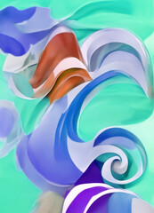 Abstract wavy design with soft smooth whorls, gradients and blur effects.
