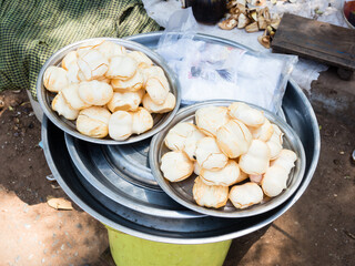 Palmyra palm fruit selling on a street market in Oudong, Cambodia