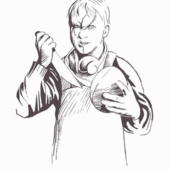 scary man sketch vector