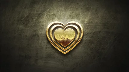 Fototapeten golden heart on grunge on background color art © reznik_val