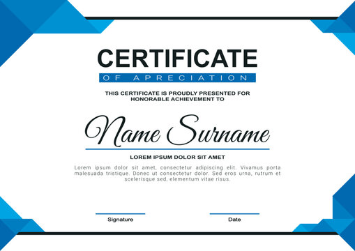 design simple blue certificate template. certificate design