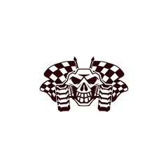 skull race flag vector design with red background design template and ilustration with editable