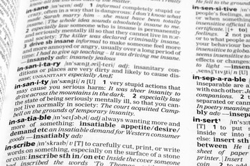 Dictionary definition of insanity - obrazy, fototapety, plakaty