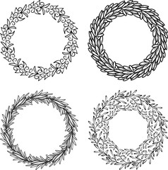 Hand drawn circle leaves frame