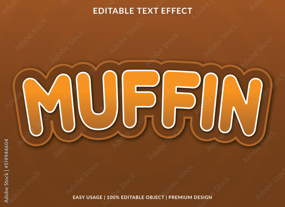 Aufkleber muffin editable text effect template with abstract style background use for business logo and brand