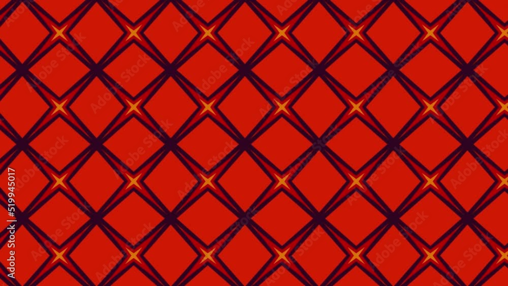 Poster a repeating symmetrical patterns animation in red colors. panning. abstract background