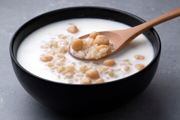 Cold Yogurt Soup with Chickpeas and Wheat Seeds - Ayran asi Corbasi - Tzatziki