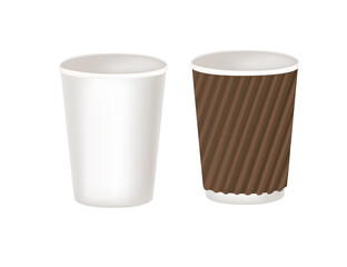 Disposable paper coffee cup with plastic grip vector illustration isolated on white background