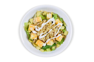 Chicken Taco Salad on White Background with Clipping Path