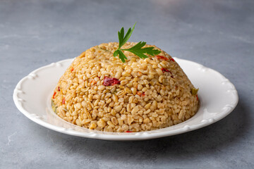 Bulgur pilaf with Firik (Turkish name; firikli bulgur pilavi)