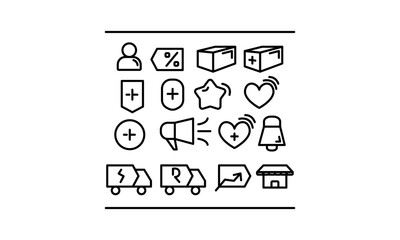 ecommerce user icon black white set black white vector