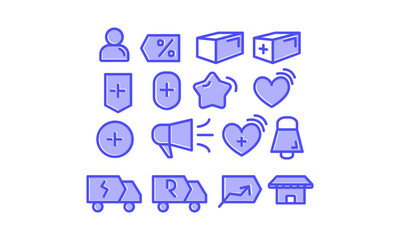 ecommerce user icon black white set blue color vector