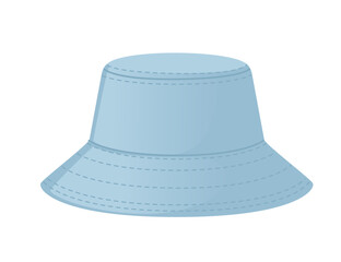 Blue color textile panama hat summer headwear vector illustration isolated on white background