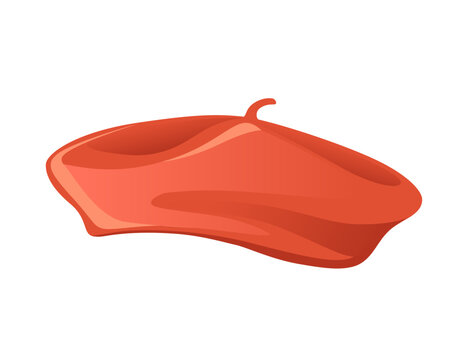 Red color beret hat vector illustration isolated on white background