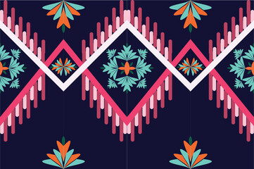 Multicolored square shape woven in yarn style. frame with yarn on a dark circle background for clothing, home decoration