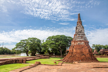 The Prang in Wat Chaiwatthanaram. A Buddhist temple in the city of Ayutthaya Historical Park,...