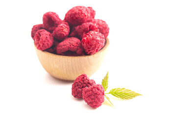 Freeze Dried Red Raspberries  Isolated on a White Background