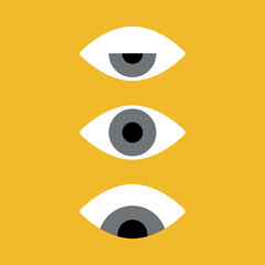 Bauhaus eye. Minimal geometric design of the 20s with eyes seamless pattern. Abstract vector template with elements of primitive forms. 