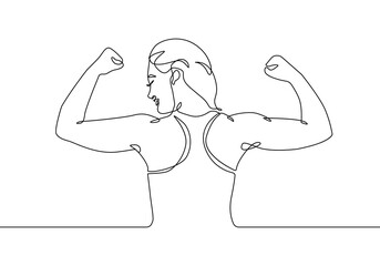 Strong Woman Continuous Line Drawing. Sport Concept Minimalist Trendy Illustration. Woman in Sport One Line Drawing for Wall Art, Print, Social Media, Poster, Branding Design. Vector EPS 
