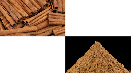 Mix cinnamon powder and cinnamon sticks