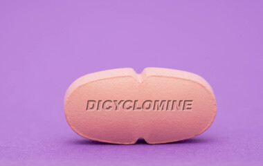 Obraz na płótnie Canvas Dicyclomine Pharmaceutical medicine pills tablet Copy space. Medical concepts.