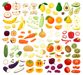 Sliced Fruits Vegetables Set