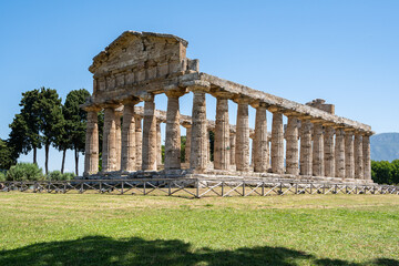Fototapeta na wymiar Temple of Athena at Paestum archaeological site, Campania, Italy