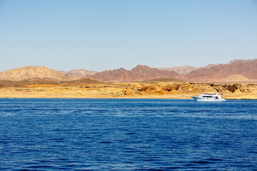 View to the shore near Sharm el Sheikh from the Red sea