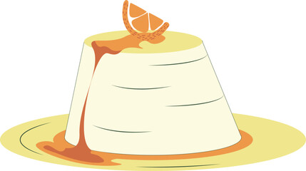 orange pudding. vector illustration with orange dessert