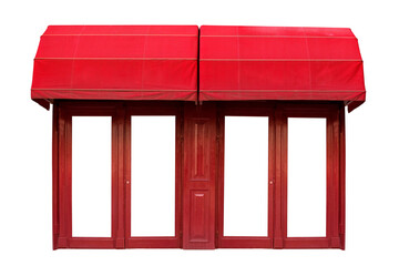 red wood door and clear window and decorate canopy shop in - Powered by Adobe