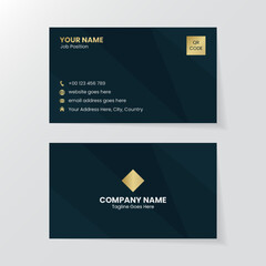 Dark and Golden Business Card Design, Luxury Elegant Visiting Card Template	