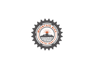 mountain bike logo template vector, icon in white background