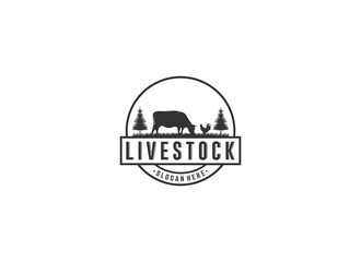 livestock logo template vector in white background
